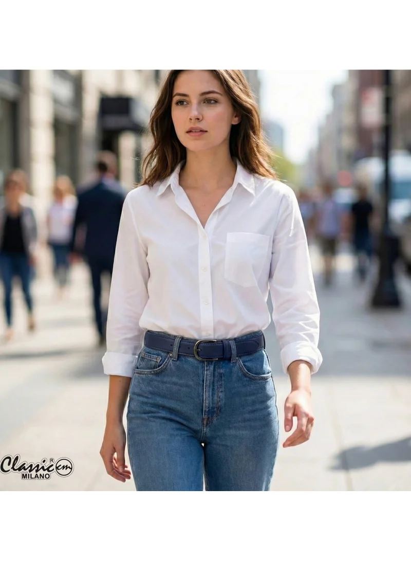 Classic Milano Blue (SGPU26) Classic Milano Women's Belt with Gift Box; Faux Leather Ladies Belt for Dresses, Jeans & Gowns; Stylish Womens Belt; Adjustable Girls Belt; Belt for Women | Full Length: 110 CM (Free Size - Fits up to the waist of 40 Inches / 100 CM) for Women | Best Price UAE