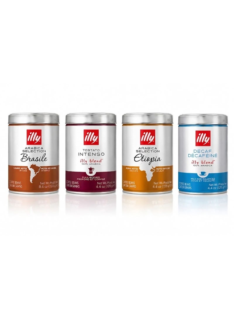 Illy | Premium Coffee Collection | Assorted 100% Arabica Blends (4 Tins*125 g)