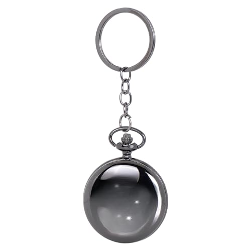 CrownLit Vintage Style Pocket Watch with Keychain, Metal Case, Quartz Movement, Black - Image 1