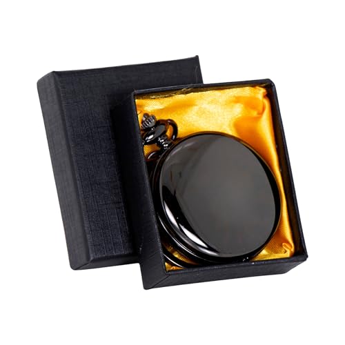 CrownLit Vintage Style Pocket Watch with Keychain, Metal Case, Quartz Movement, Black - Image 4