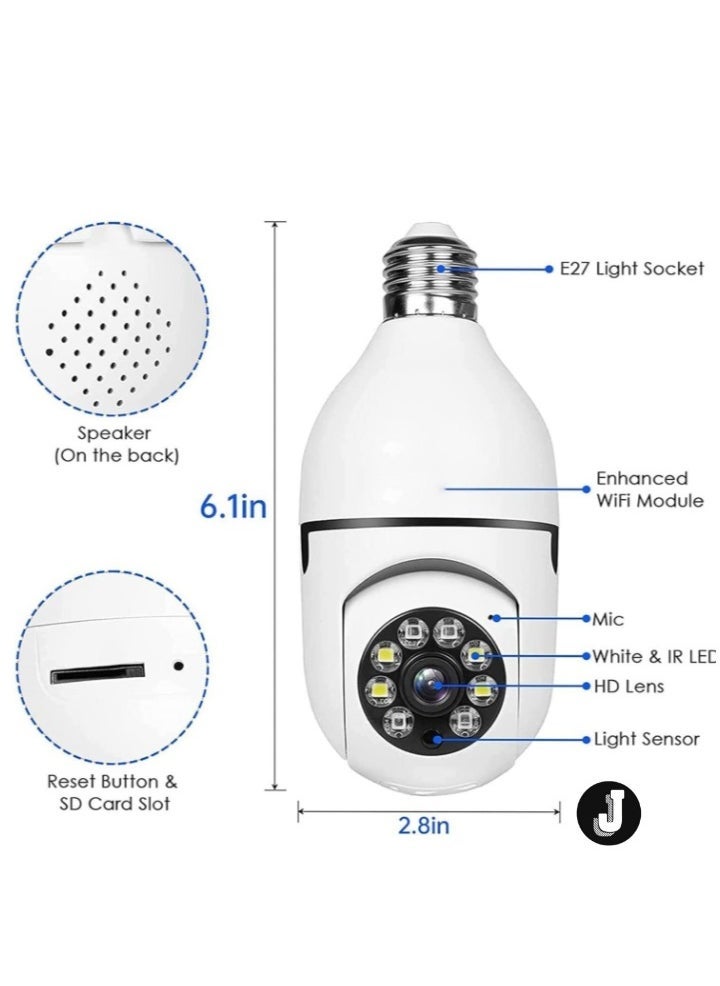 JAJEEK "(5-Pack) WiFi Light Bulb Cameras – 360° Wireless Outdoor Security Cameras with 1080P Color Night Vision & Motion Detection" - Image 2
