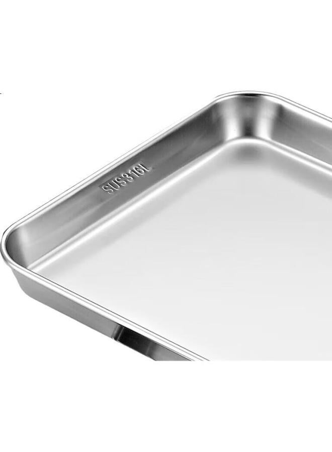 Yutai 316 Stainless Steel Flat Bottom Square Plate, Thickened Tray, Household Plate, Fruit Plate, Steaming Plate, Dumpling Plate, Commercial Serving Plate, 44 - Image 1
