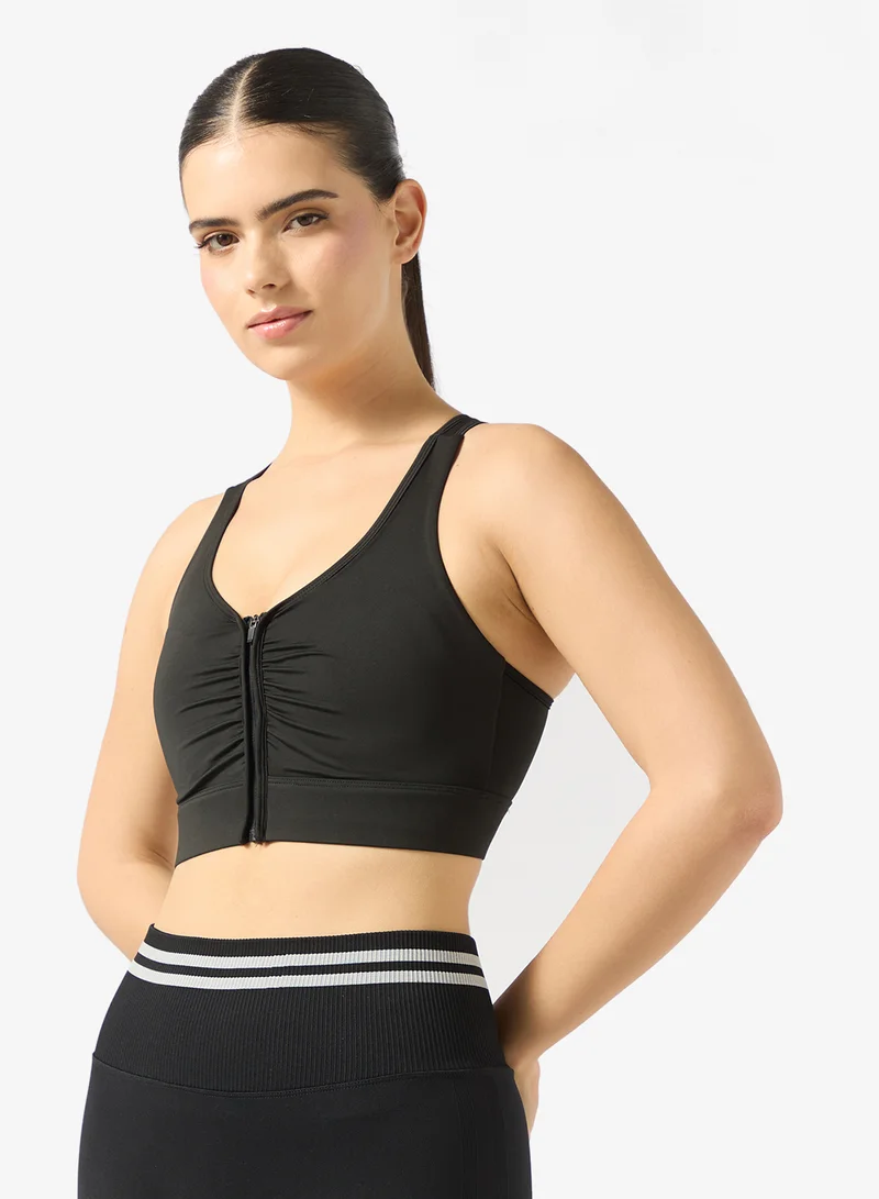 Zip Up Cutout Detail Sports Bra