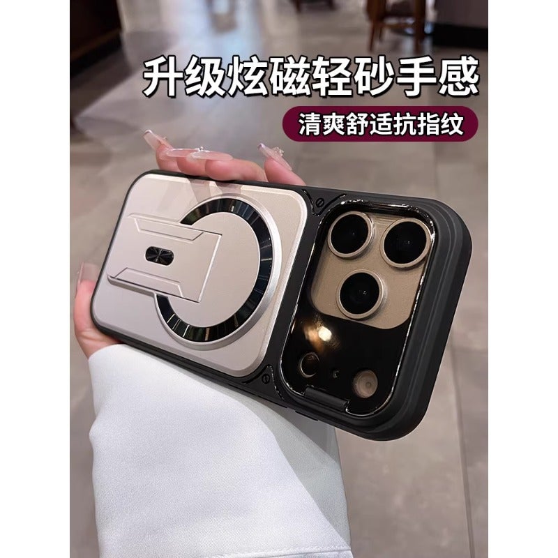 غطاء MagSafe لـ باللون Silver مغناطيسي بوظيفة حامل iPhone 12 Pro Max مع مغناطيس قوي وحامل قائم مع حماية عدسة مع مقاوم للخدش للتخزين العملي للمدرسة للهدايا - Image 5