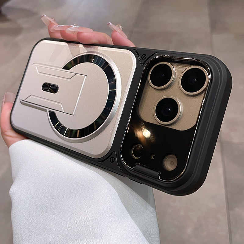 غطاء MagSafe لـ باللون Silver مغناطيسي بوظيفة حامل iPhone 12 Pro Max مع مغناطيس قوي وحامل قائم مع حماية عدسة مع مقاوم للخدش للتخزين العملي للمدرسة للهدايا - Image 1