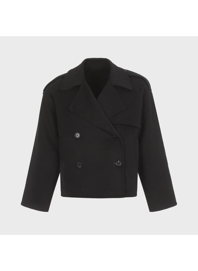 Zara women's Minimalist High-end Casual Blazer - Relaxed Fit, Comfortable Double-breasted Notch Lapel Coat - Image 2