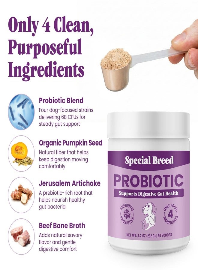 Special Breed Probiotics for Dogs - Dog Probiotics Powder for Digestive Health, Gut Support & Immune Boost - Premium Blend with Prebiotics & Digestive Enzymes - Maximum Potency - 60 Scoops - Image 4