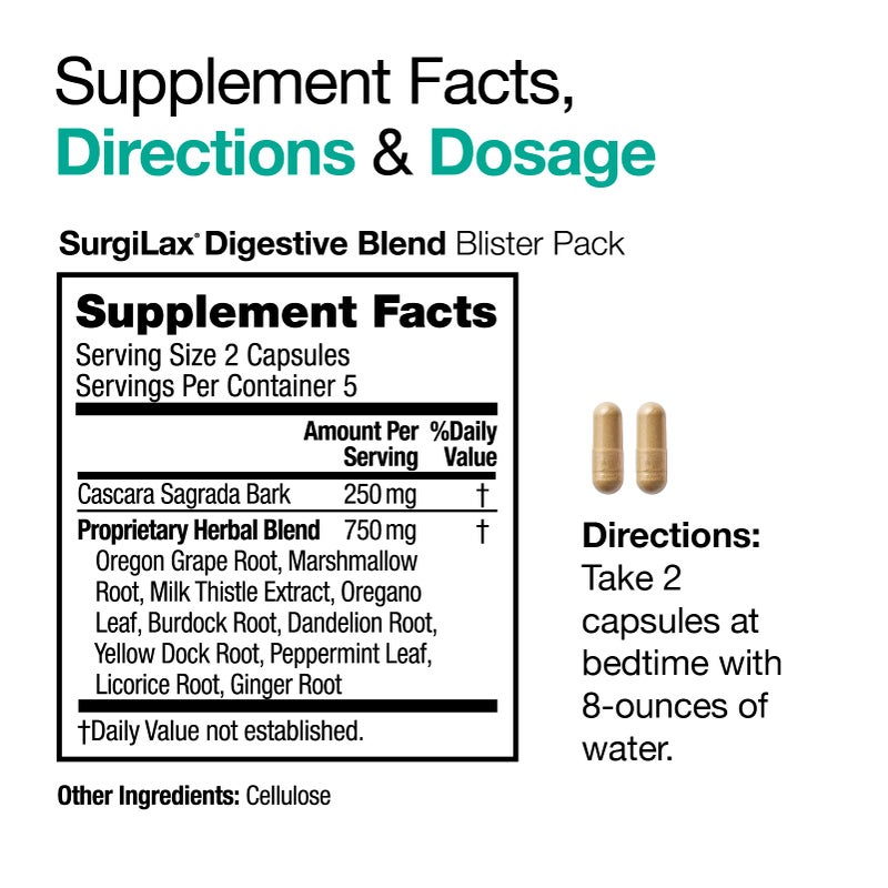 VitaMedica SurgiLax Digestive Blend - All-Natural 5 Day Colon Cleanse - Detox with Cascara Sagrada, Ginger & Milk Thistle for Constipation Relief, Gas & Bloating - 10 Vegan Capsules - Image 4