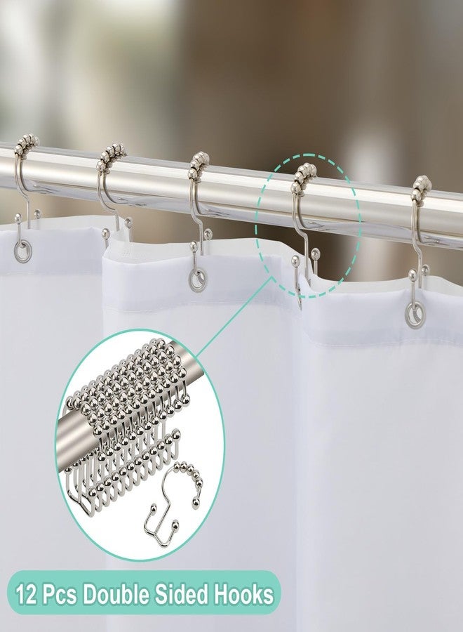 ORTIGIA 3 in 1 Waterproof Shower Curtain and Clear PEVA Liner Set with 12 Double Sided Metal Shower Curtain Hooks, Black Misty Forest Tree Soft Fabric Shower Curtain for Bathroom - 72 Wx72 L - Image 2