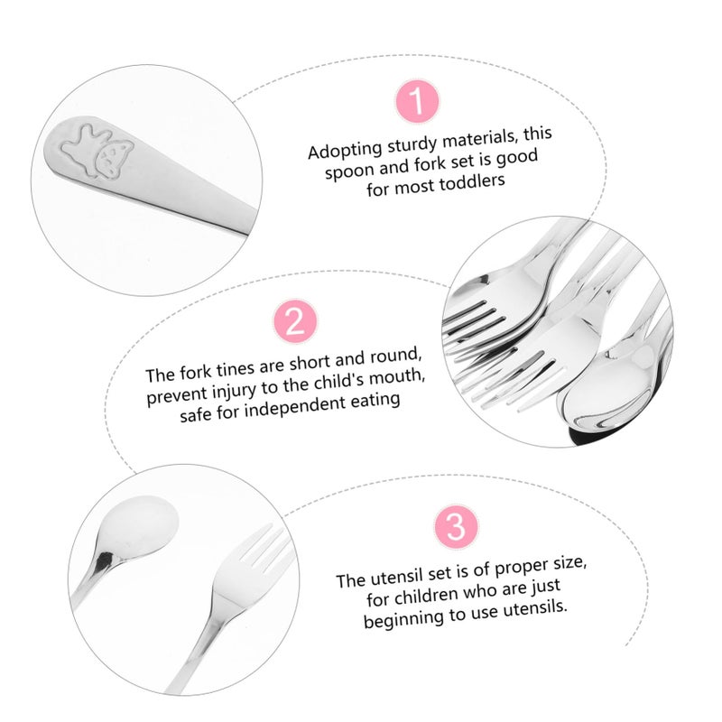 5 Sets Kids Silverware Set Spoons Forks Utensil Training Cutlery Safe Toddler - Image 4