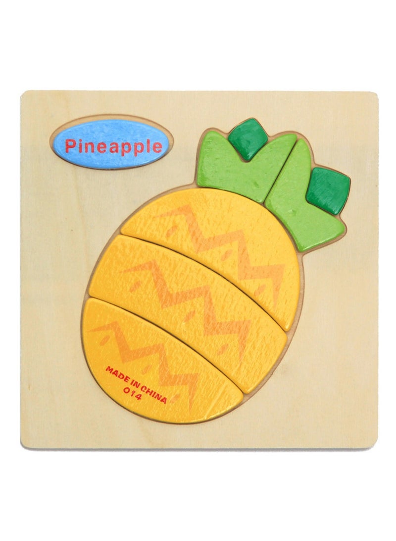 أحجيات الصور المقطوعة على شكل أناناس كرتونية خشبية تعليمية للأطفال، حقيبة هدايا مناسبة - Image 1