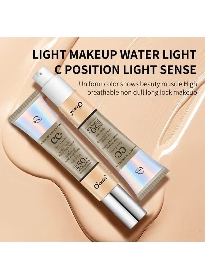 اوكيل CC كريم, التغطية الكاملة مؤسسة مع SPF 50 + تبييض واقي الشمس, CC كريم مؤسسة مكافحة الاحمرار, تصحيح اللون ومشرع كريم الوجه, تعديل لون الجلد CC كريم, طبيعي - Image 3