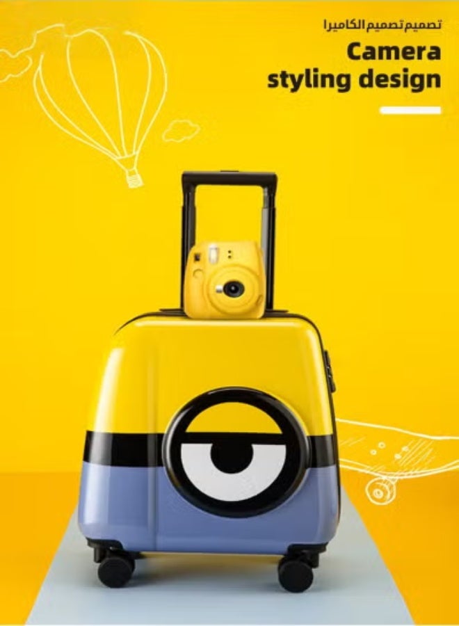 HOOKOR 3PCS Kids Luggage Set,Children Travel Suitcase,Minions Rolling Luggages,Child Trolley Bag with Swan Plush Doll,U-Shaped Pillow,Wheels and Telescopic Handle for Kid Toddlers Boys Girls,20 Inch - Image 2