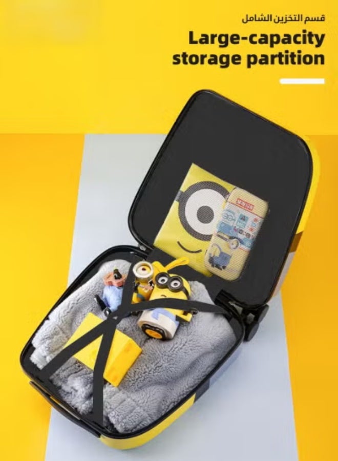 HOOKOR 3PCS Kids Luggage Set,Children Travel Suitcase,Minions Rolling Luggages,Child Trolley Bag with Swan Plush Doll,U-Shaped Pillow,Wheels and Telescopic Handle for Kid Toddlers Boys Girls,20 Inch - Image 5