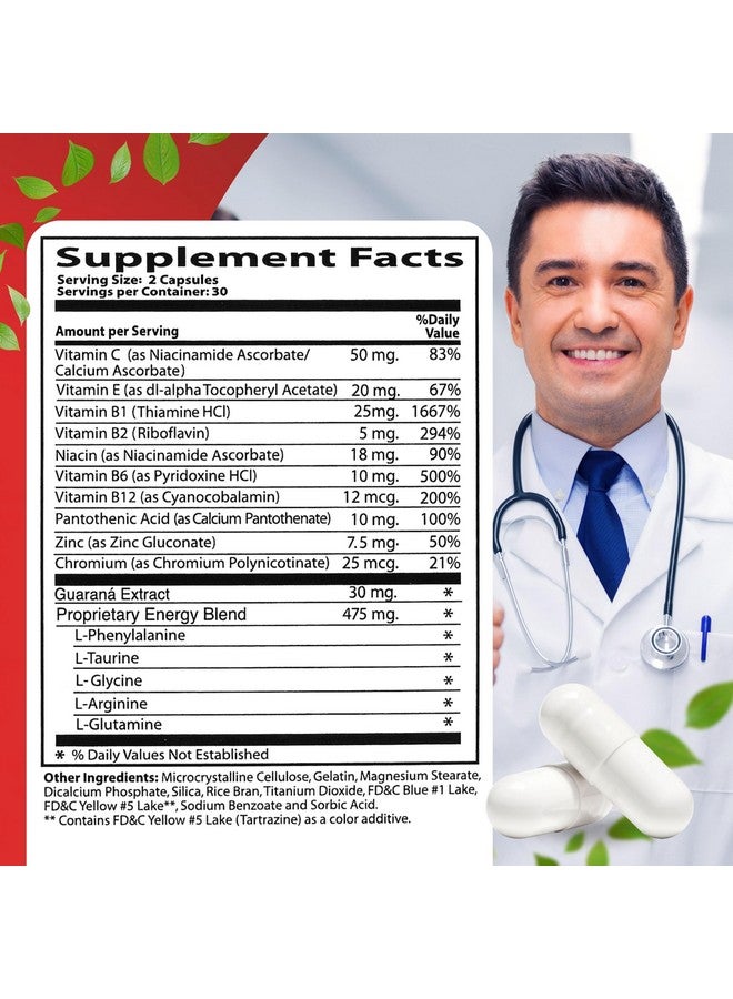 Neurobion 60 Caps Neurobion Energy - Amino Acids Vitamin B1 B2 B6 B12 - Increases Brain Alertness & Stamina  - Image 2