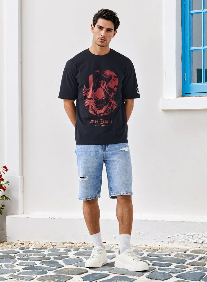 اس بي كاركترز Printed Crew Neck T-shirt