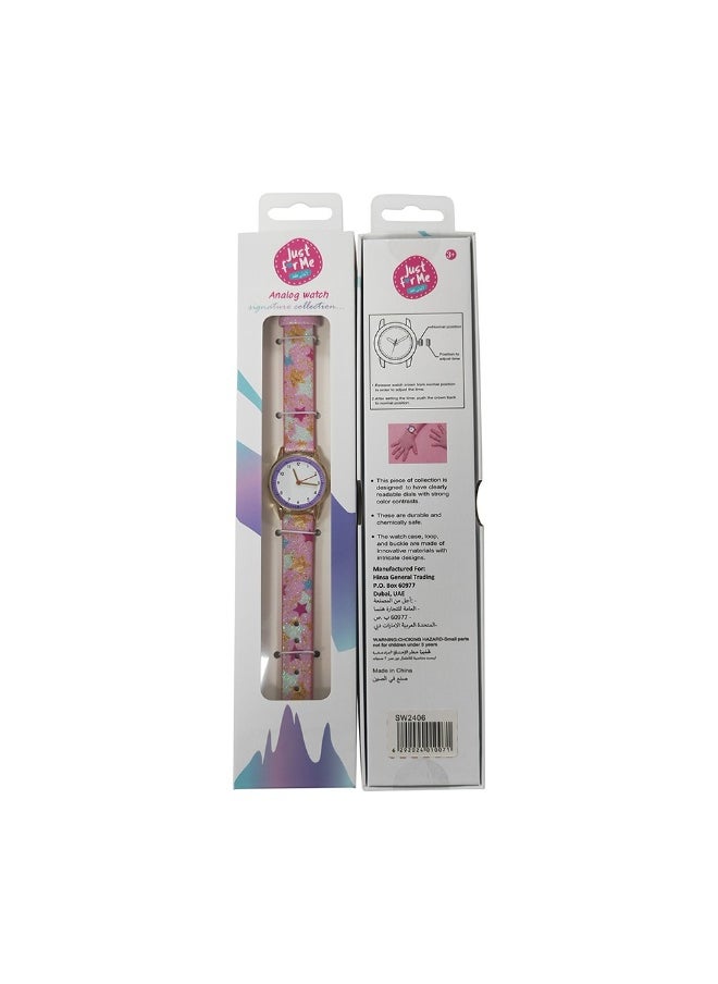 Just for Me Just For Me Colorful Stars Analog Watch with Fabric Strap 