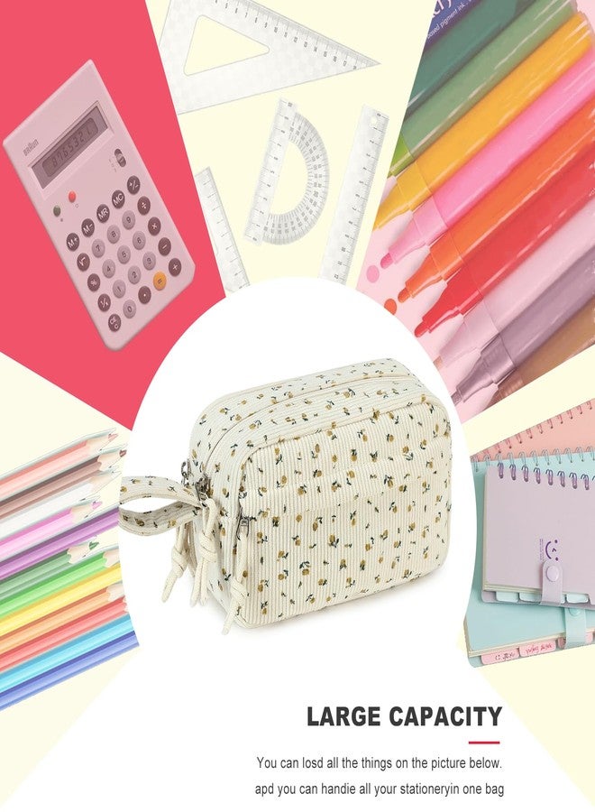 Bluboon Big Capacity Pencil Case Pencil Pouch Pen Case School Supplies Cute Pencil Box Pencil Bag for Teen Girls Boys Women Man (Black Floral 92) - Image 4