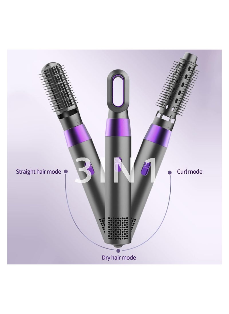 Generic 3 in 1 Hair Dryer Brush and Volumizer, Detachable Hair Dryer Styler, One-Step Hot Air Brush for Straightening Curling Drying Combing Scalp Massage Styling (Hair Dryer Brush, SILVER)  - Image 2