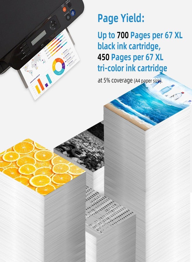 Relcolor 67XL HP67 Cartridge for HP Ink 67 XL Black Combo 2700 2700e 2752 2752e 2732 2742e 2755 2755e 4100 4100e 4152e 4155 4155e Envy 6000 6055e 6055 6400 6458 6458e 6452 6455 6455e Printer HP67XL - Image 3