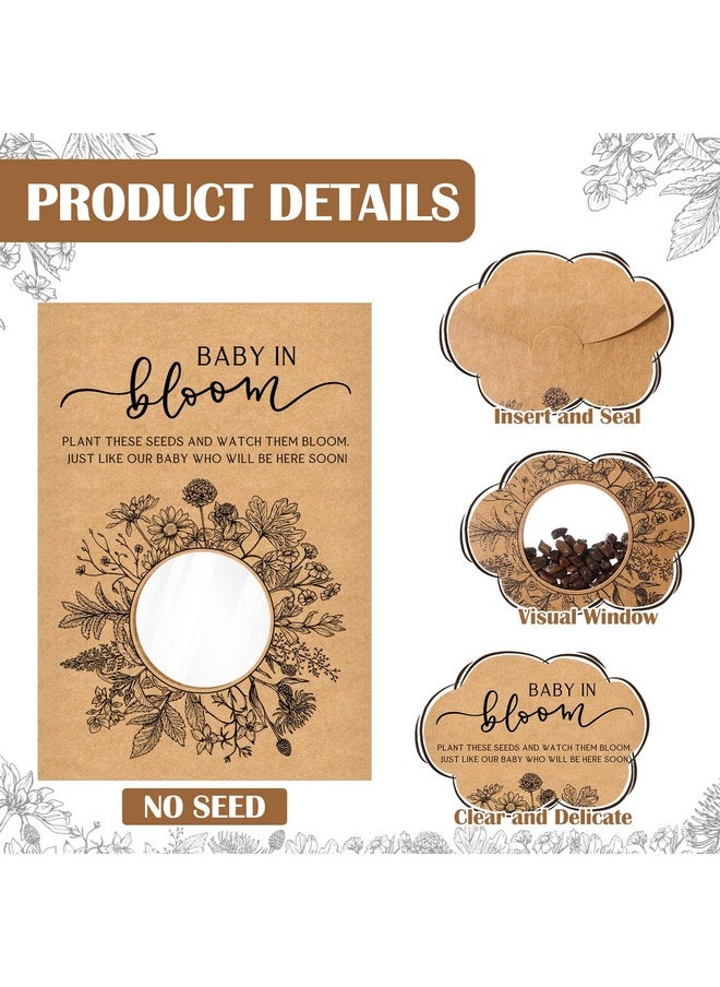 Fumete - 50 Pack Baby Shower Party Favor Baby In Bloom Packet Kraft Bags With Window Envelopes Resealable Organizer Storage Bag For Gender Reveal Party - Image 1