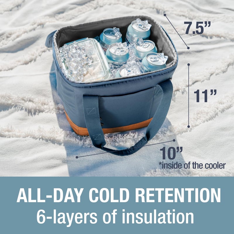 CleverMade Pacifica Collapsible Insulated Cooler Bag â€“ 18 Can / 13 Qt Leakproof Soft Cooler for Beach, Travel, Car â€“ Bottle Opener â€“ Ocean - Image 5