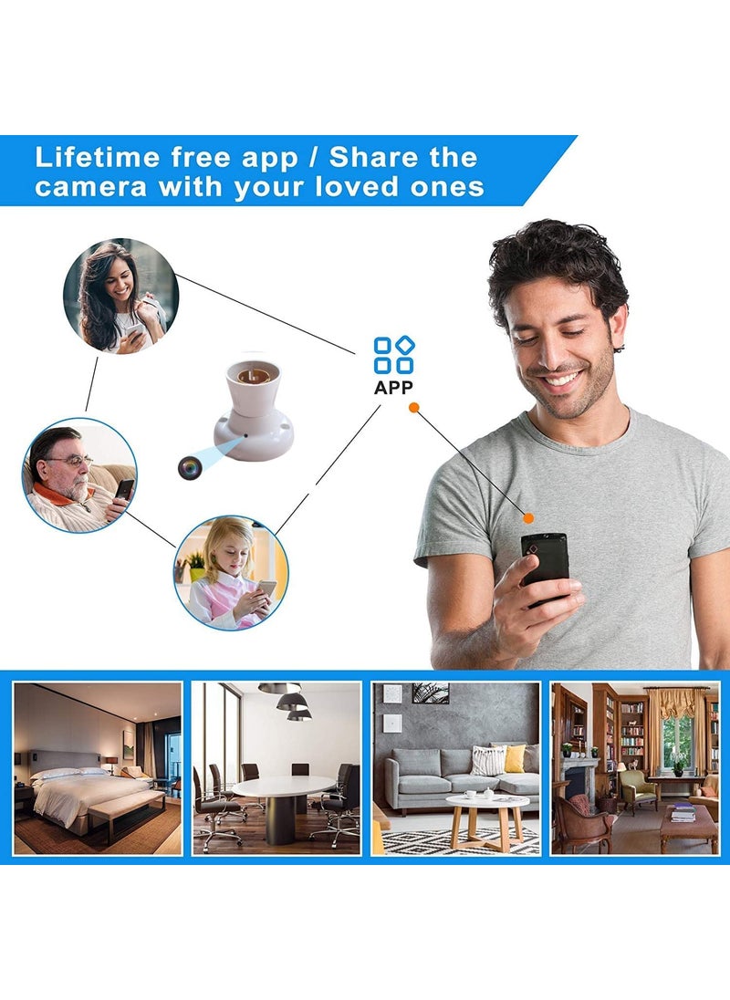 KZLYNN KZLYNN Holder Camera WiFi 1080p Bulb Socket Camera Mini Security Camera Audio Video Recording Watch Live 24 Hours  - Image 5