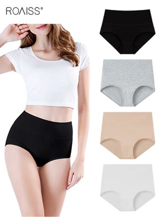 ملابس داخلية نسائية قطنية مكونة من 4 قطع، سراويل داخلية عالية الخصر لتشكيل البطن ورفع الأرداف، مقاس كبير، سراويل داخلية مثلثة ناعمة وجيدة التهوية ومريحة، عبوة متعددة - pzsku/ZC904A5F3D7951D490729Z/45/1756690577/5cf97434-3578-41a7-8be0-b24d247c0afb
