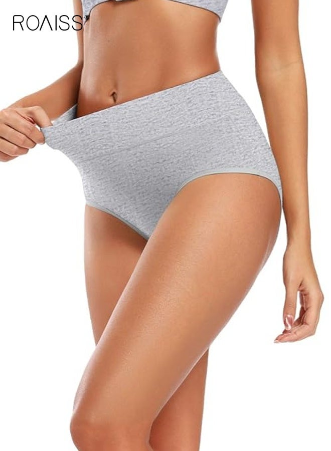ملابس داخلية نسائية قطنية مكونة من 4 قطع، سراويل داخلية عالية الخصر لتشكيل البطن ورفع الأرداف، مقاس كبير، سراويل داخلية مثلثة ناعمة وجيدة التهوية ومريحة، عبوة متعددة
