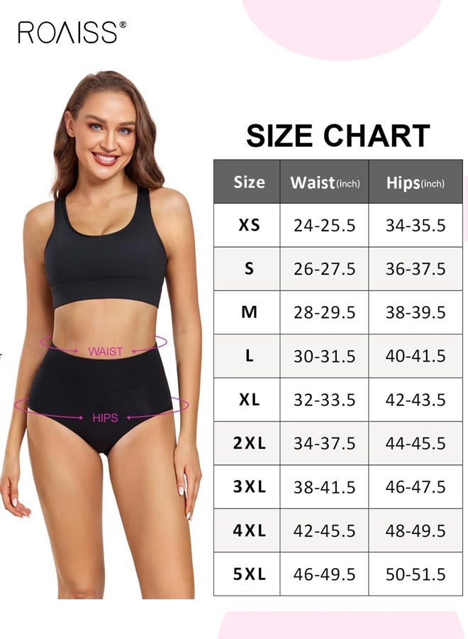 ملابس داخلية نسائية قطنية مكونة من 4 قطع، سراويل داخلية عالية الخصر لتشكيل البطن ورفع الأرداف، مقاس كبير، سراويل داخلية مثلثة ناعمة وجيدة التهوية ومريحة، عبوة متعددة