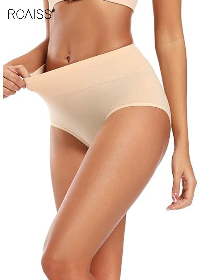ملابس داخلية نسائية قطنية مكونة من 4 قطع، سراويل داخلية عالية الخصر لتشكيل البطن ورفع الأرداف، مقاس كبير، سراويل داخلية مثلثة ناعمة وجيدة التهوية ومريحة، عبوة متعددة