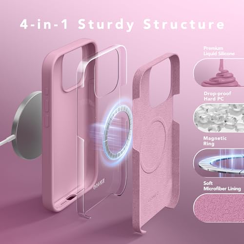 GONEZ for iPhone 15 Pro Max Case Silicone, Compatible with Magsafe, 2X Camera Protector + 2X Screen Protector, Soft Anti-Scratch Microfiber Lining, Liquid Silicone Shockproof Phone Cover,Blackcurrant - Image 5