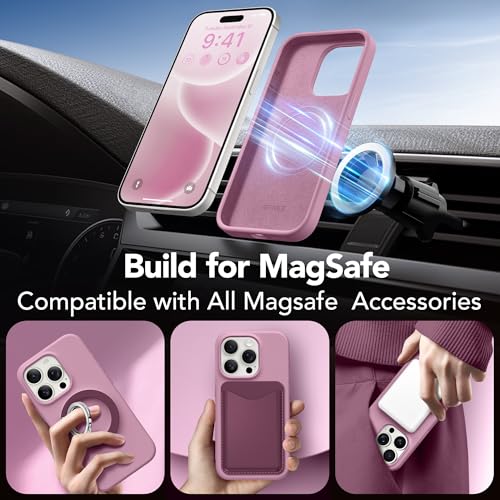 GONEZ for iPhone 15 Pro Max Case Silicone, Compatible with Magsafe, 2X Camera Protector + 2X Screen Protector, Soft Anti-Scratch Microfiber Lining, Liquid Silicone Shockproof Phone Cover,Blackcurrant - Image 4
