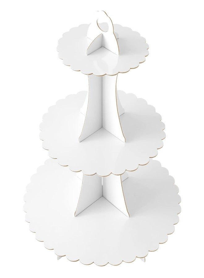 Soleebee 3-Tier Cupcake Stand, Cardboard Cupcake Tower, Dessert Cup Cake Stand Tower for Birthday Wedding Party Decoration, Cupcake Tier Stand 1 Set (White) - Image 1