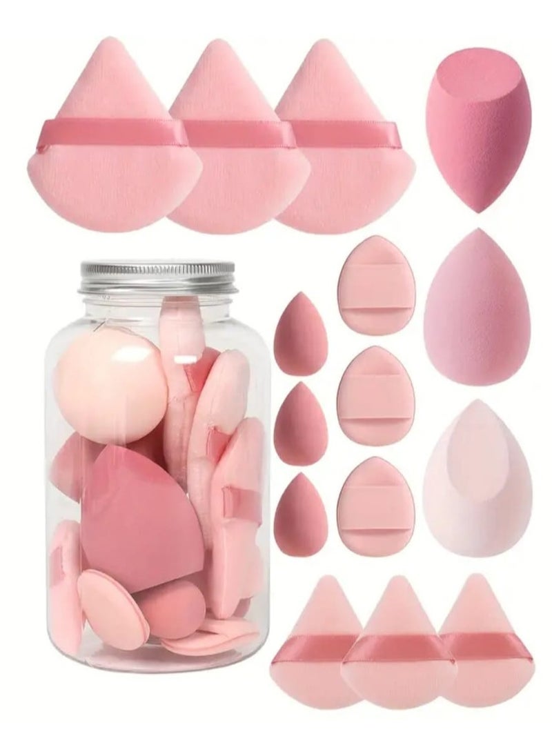 BOLREUS 15 Pcs Ultimate Makeup Sponge Set, 3 Loose Powder Puffs, 3 Mini Loose Powder Puffs, 3 Makeup Sponges, 3 Mini Makeup Sponges, 3 Mini Cushion Puffs. Foundation Blending Beauty Sponge, Flawless For Liquid, Cream, Powder. Lates-Free  - Image 1