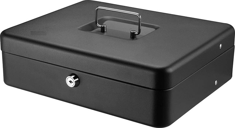 SentrySafe Black Money Saving Box with Cash Tray and Key Lock, Portable Safe Box with Carrying Handle, 0.21 Cubic Feet, 3.75 x 12 x 9.3 Inches, CB-12 - Image 1