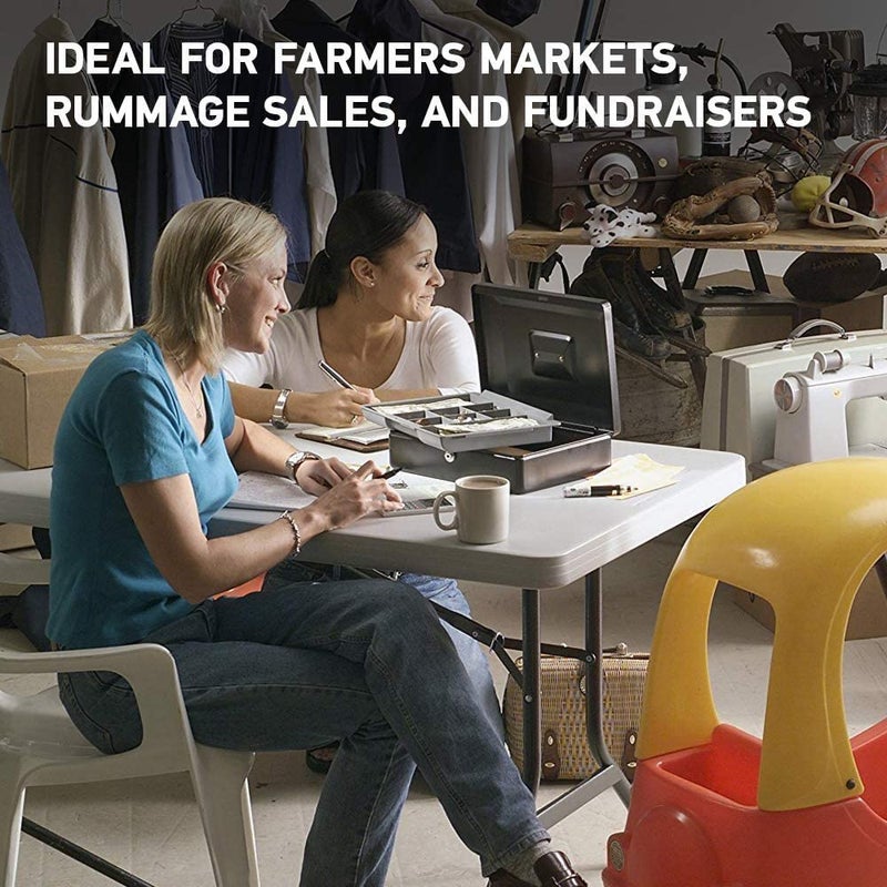 SentrySafe Black Money Saving Box with Cash Tray and Key Lock, Portable Safe Box with Carrying Handle, 0.21 Cubic Feet, 3.75 x 12 x 9.3 Inches, CB-12 - Image 4