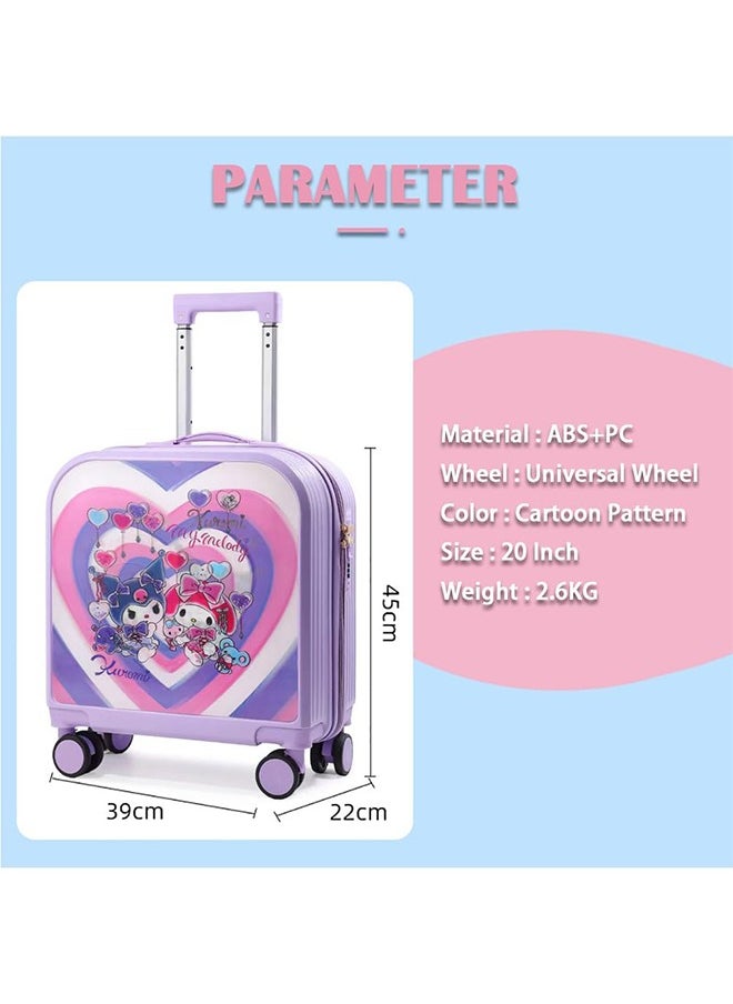 JCB CHIC 20 Inch Kids Luggage Gradation 3D Cartoon Patterns Children Trolley Suitcase Travel Boys Girls Rolling Luggage Case with Lock Students Teens Wheeled Small Suitcase Carry On Bag for Boarding School  - Image 2