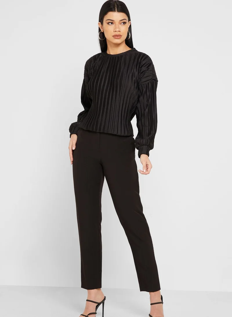 VERO MODA Round Neck Pleated Top