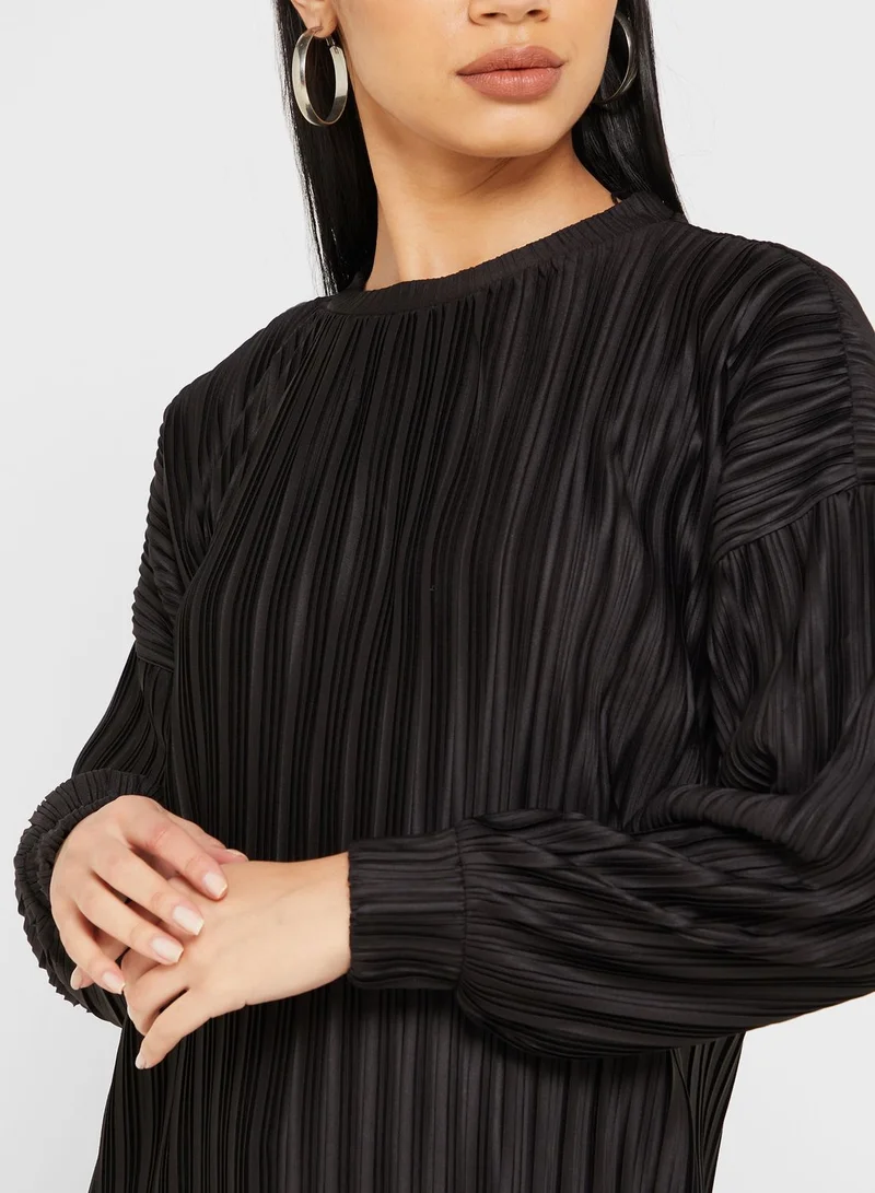 VERO MODA Round Neck Pleated Top