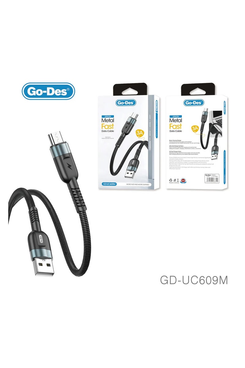 GO-DES charging cable nylon braided aluminum alloy usb cable mobile phone fast charging usb data cable type C micro for iphone