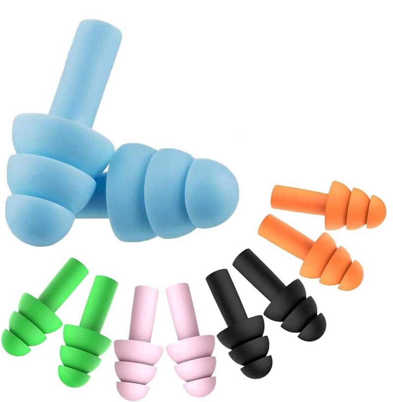 VORVEN Reusable Silicone Earplugs, Noise Reduction Ear Plugs, Suitable for Sleeping, Swimming, Snoring, Concerts, Airplanes, Travel, Work -12 Pair Random Color - Image 1