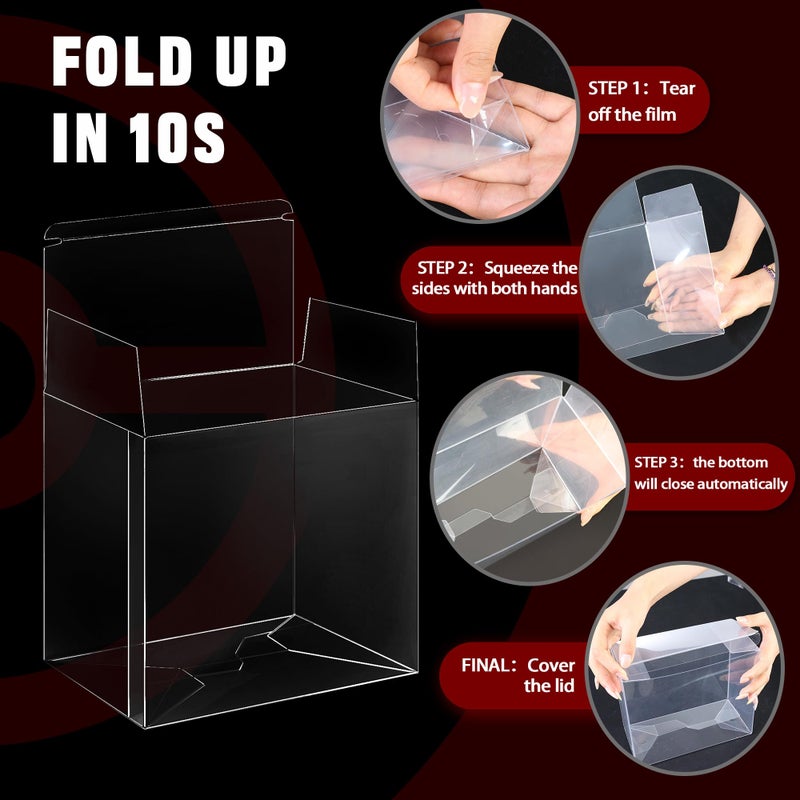 DEDC 4 Pack Clear Booster Box Case PET Plastic Protector Cases Storage Box with Lid for Booster Box Display Case for Collectors, 0.70mm Thick, (5.71x3.39x4.88 inch) - Image 3