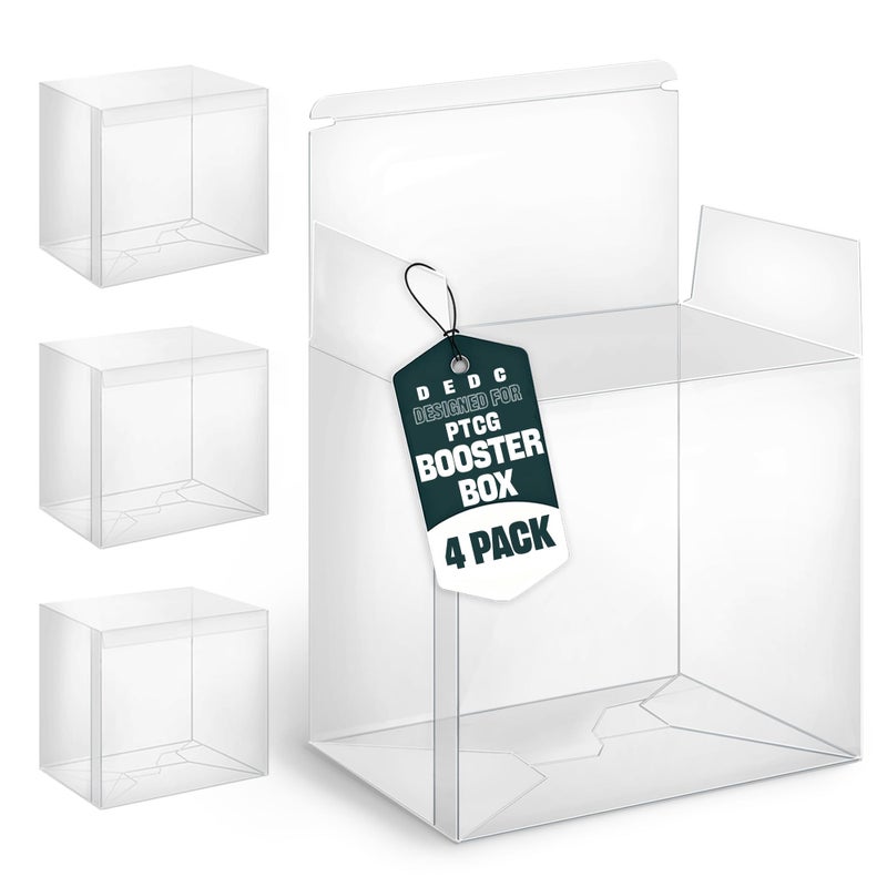 DEDC 4 Pack Clear Booster Box Case PET Plastic Protector Cases Storage Box with Lid for Booster Box Display Case for Collectors, 0.70mm Thick, (5.71x3.39x4.88 inch) - Image 1