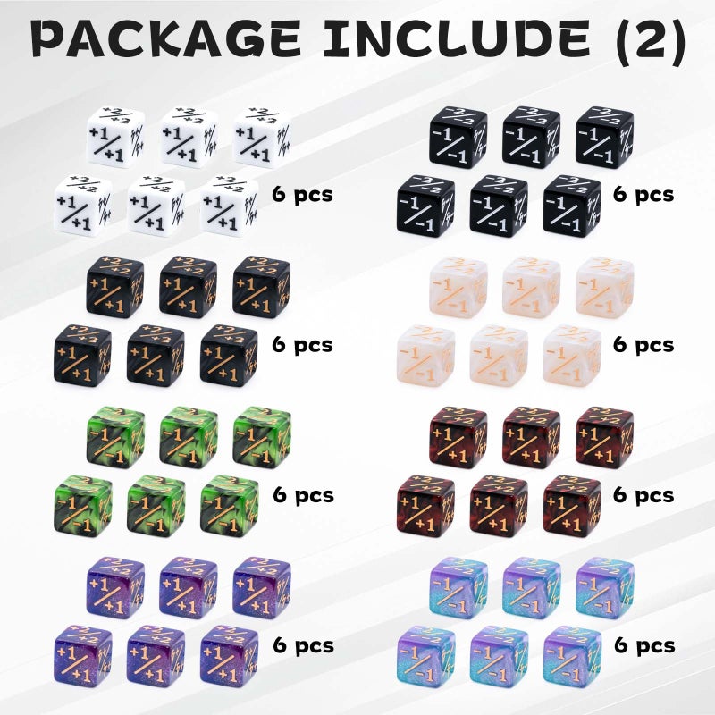 Tinzum 78 Pieces MTG Dice Set with Plus 1 Life Counter & Keyword Token Dice & Shield & Spindown Dice in 12 Colors for MTG, Cards Gaming Accessories - Image 3