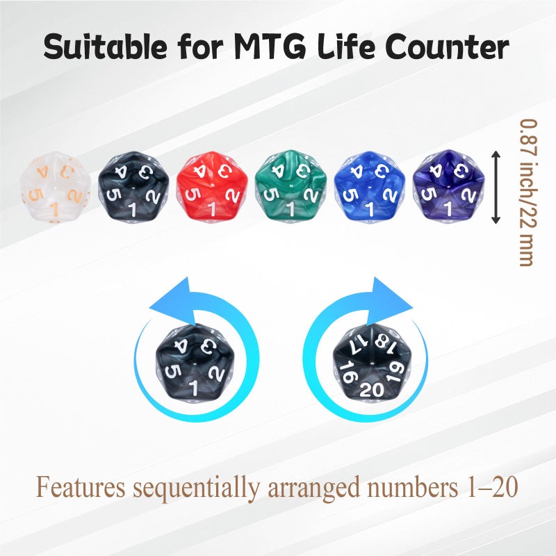 Tinzum 78 Pieces MTG Dice Set with Plus 1 Life Counter & Keyword Token Dice & Shield & Spindown Dice in 12 Colors for MTG, Cards Gaming Accessories - Image 4