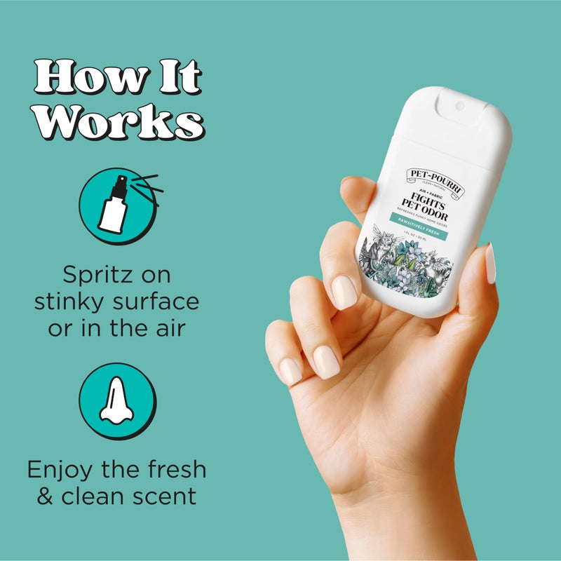 Poo-Pourri Pawsitively Fresh Pocket Deodorizer Spray - Dog & Cat Odor Remover - Plant Based Ingredients - Vet Recommended - Great for Air, Carpet, Fabric, Litter Box, Urine & Strong Pet Odors - Image 3