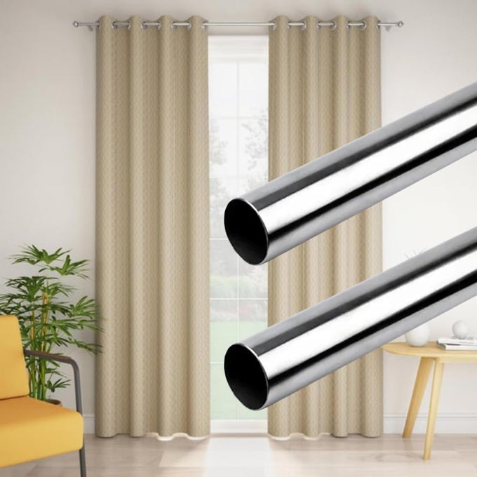 SEAMLESS CURTAIN PIPE NO JOINT DESIGN FOR ENHANCED DURABILITY IDEAL AS CURTAIN ROD PIPE SHOWER CURTAIN ROD WINDOW CURTAIN ROD SILVER CP PACK OF 2 5 FT PIPE