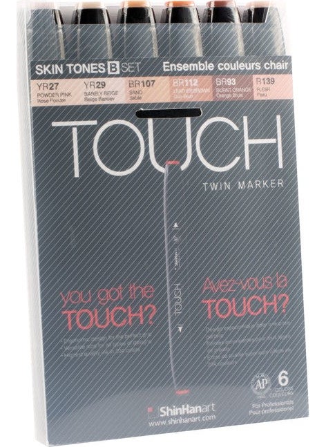 Touch Twin Marker Set 6 Colors Skin Tones B 