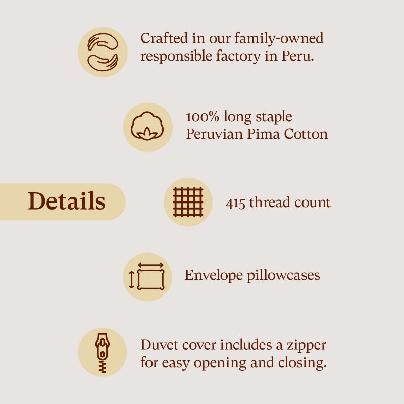 Peru Pima  Duvet Cover Set with 3 Pieces  415 Thread Count  Percale  100% Peruvian Pima Cotton  Premium and Breathable with Hidden Zip Closure  Full/Queen Size  Latte Color - Image 4